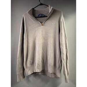 Vineyard Vines Men's Graphite Gray Solid Cotton 1/4 Zip Pullover Sweater Medium